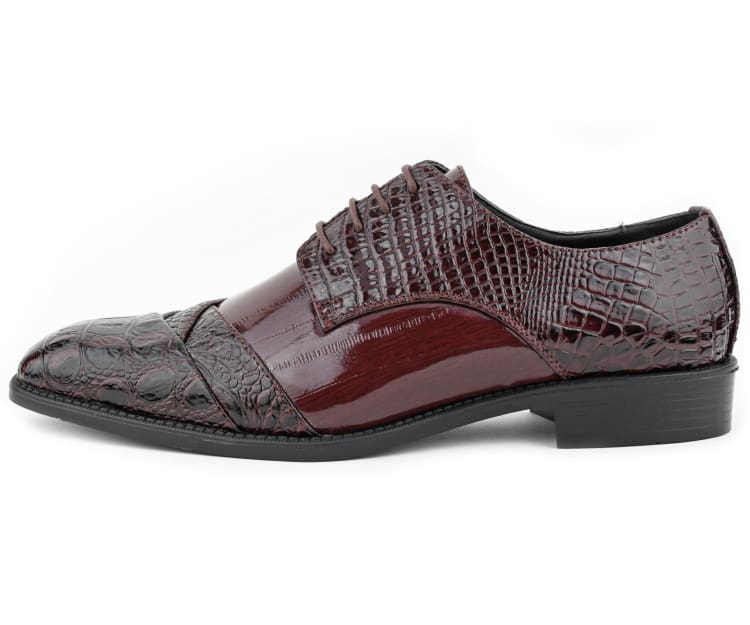Bolano Bandit Men's Burgundy Croc Oxford Shoes