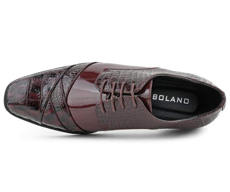 Bolano Bandit Men's Burgundy Croc Oxford Shoes