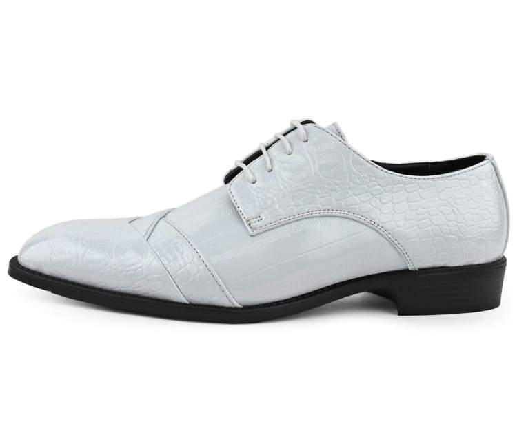 Bolano Bandit Men's Oxford White Croc Dress Shoes