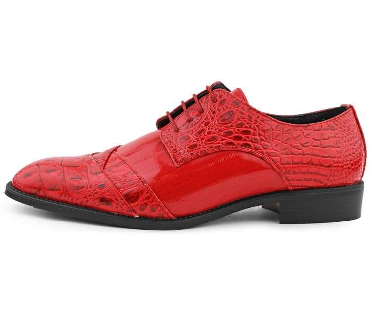Bolano Bandit Men's Red Croc Oxford Dress Shoes