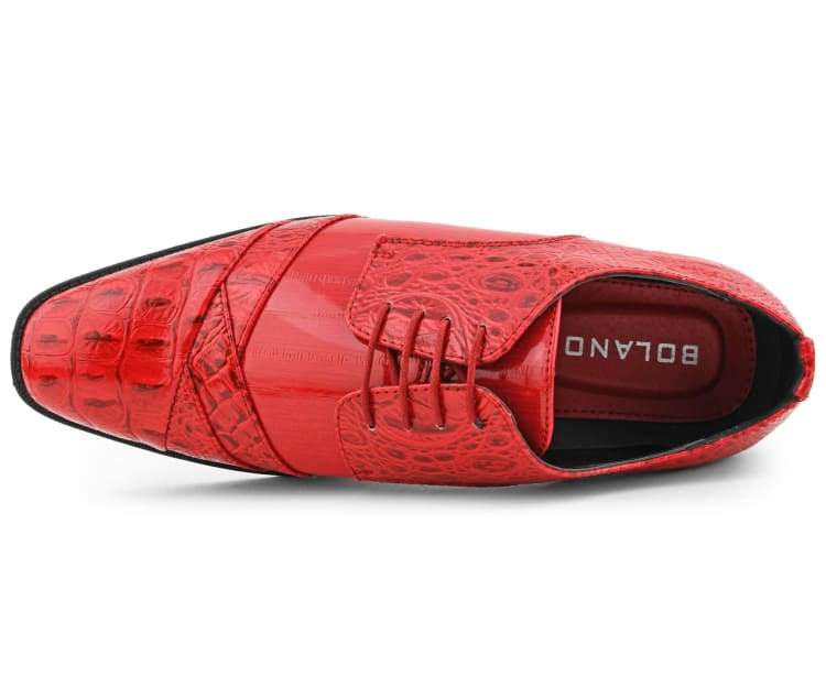 Bolano Bandit Men's Red Croc Oxford Dress Shoes