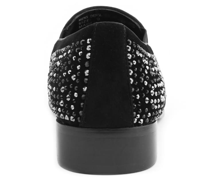 Bolano Desta BlackSilver Men’s Slip On Loafers With Rhinestones