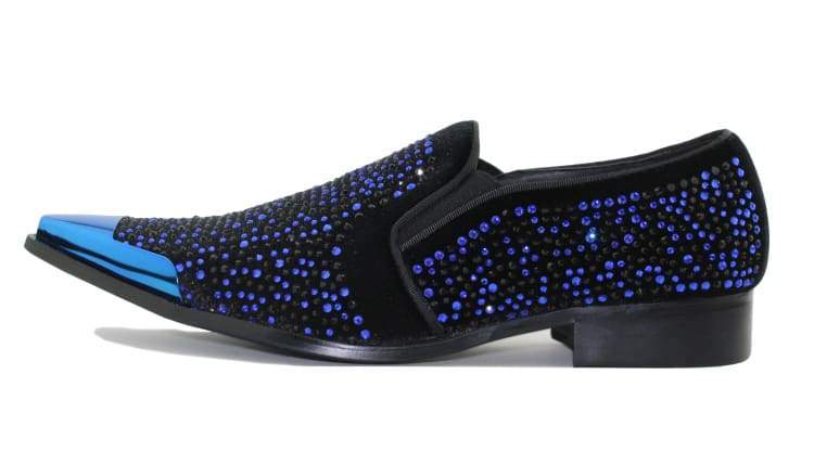 Bolano Desta Men's Rhinestone Loafer BlackRoyal Blue