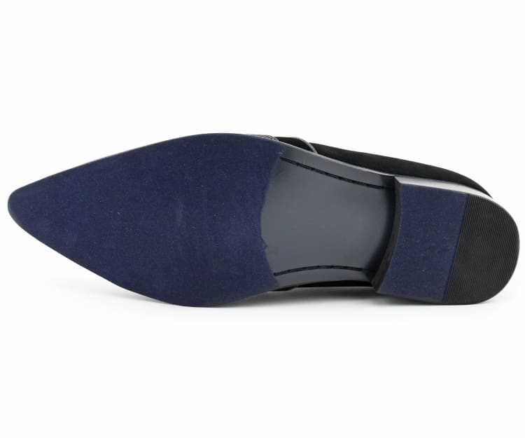 Bolano Dezzy Men’s Black Suede Rhinestone Tuxedo Slippers