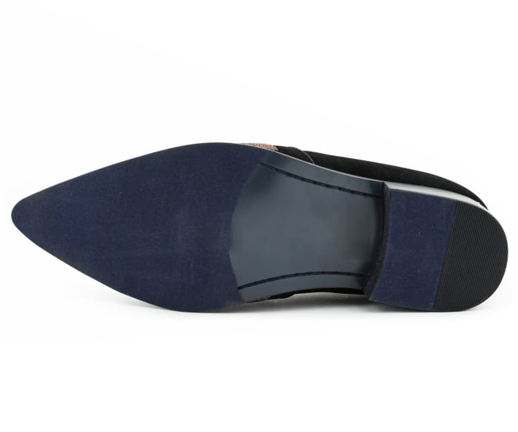 Bolano Dezzy Men's Rose Gold Glitter Leather Tuxedo Slippers