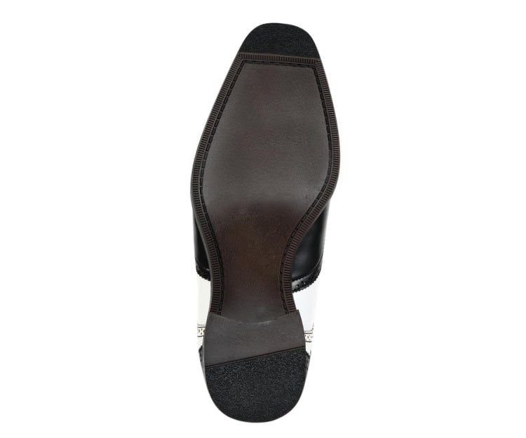 Bolano Elwyn Men’s Black & White Leather Derby Brogue Shoes – Classic TwoTone Elegance with Modern Dress Style