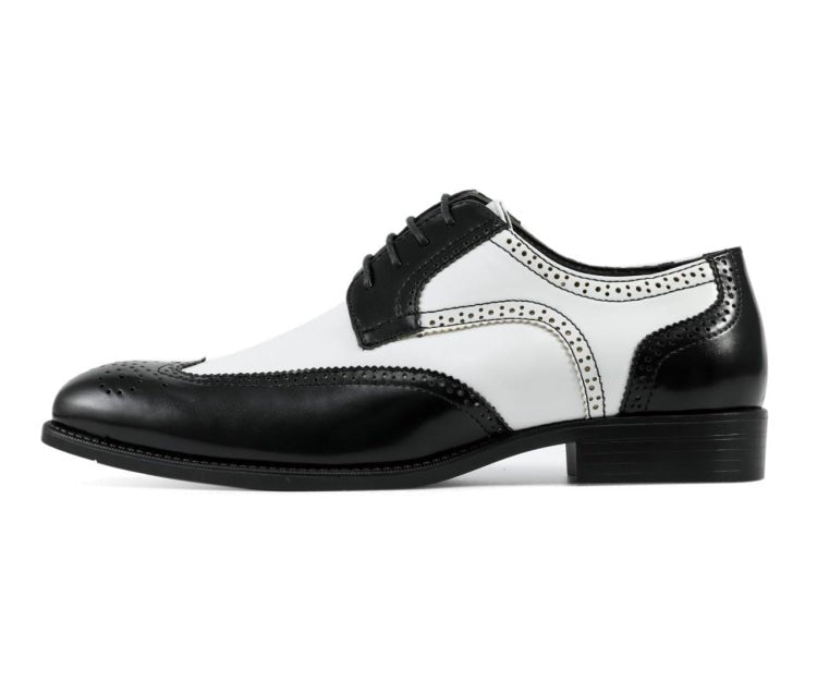 Bolano Elwyn Men’s Black & White Leather Derby Shoes – Classic Two - Tone Craft with Clean Modern Dress Style
