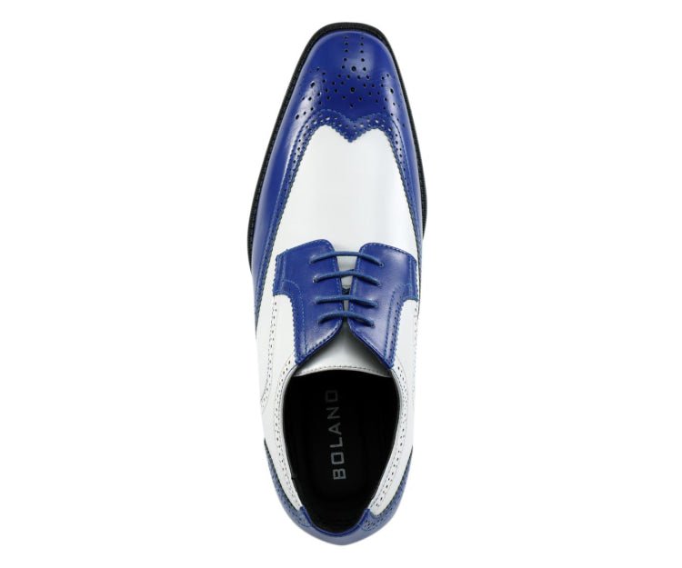 Bolano Elwyn Men’s Royal Blue Leather Derby Oxford Shoes – Bold Modern Craft with Sleek Dress Elegance