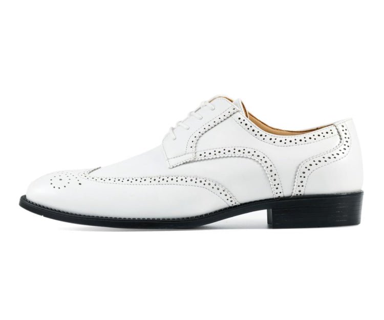 Bolano Elwyn Men’s White Leather Derby Brogue Shoes – Clean Classic Craft with Modern Dress Elegance