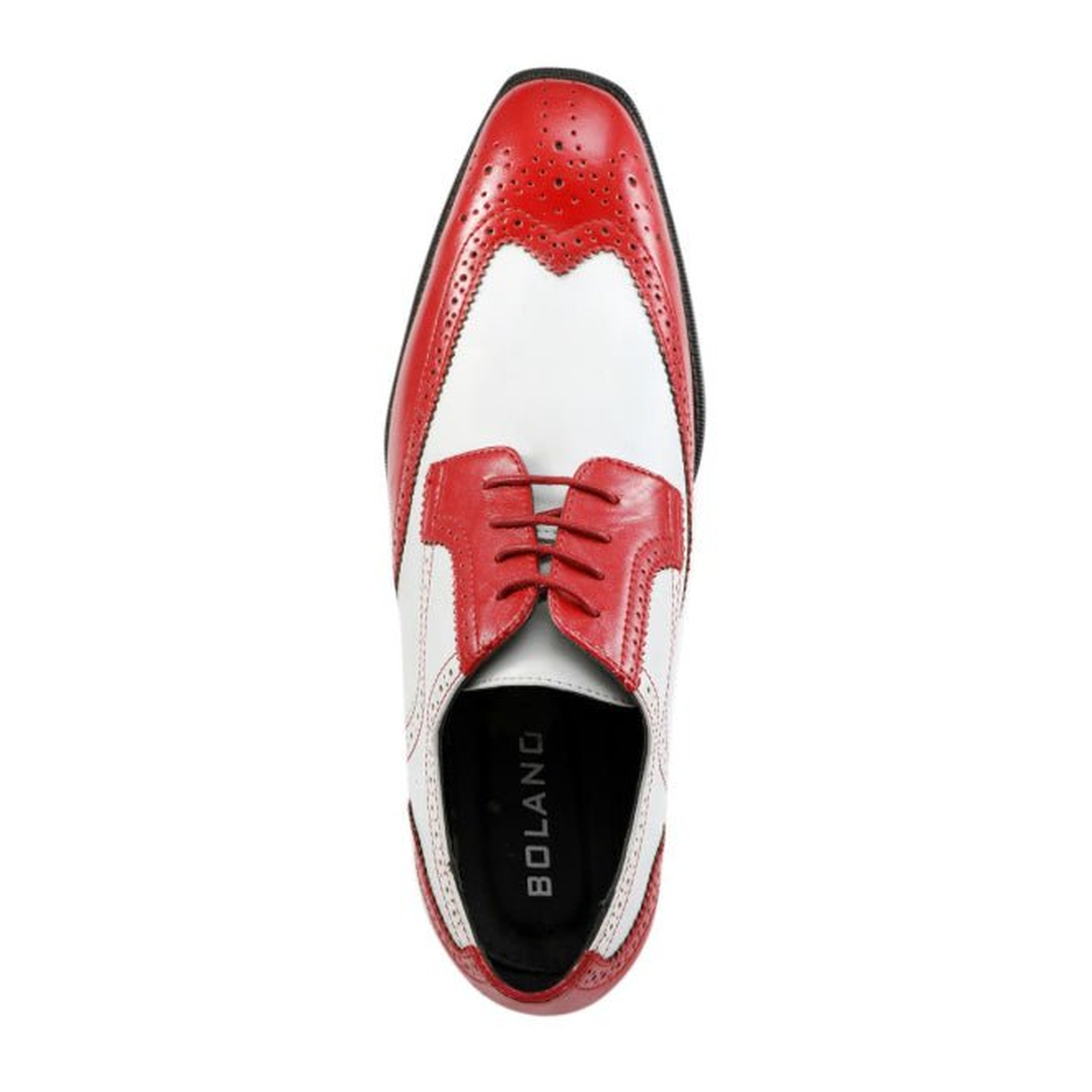 Bolano Elwyn men's red and white wingtip dress shoe, top view