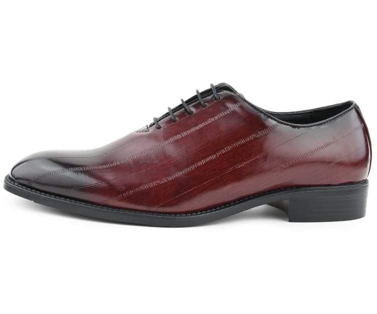 Bolano Exotic Elegance Burgundy Eel Skin Oxfords Women’s