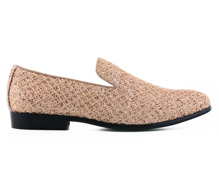 Bolano Sarlo Gold Glitter Lattice Tuxedo Slippers For Women