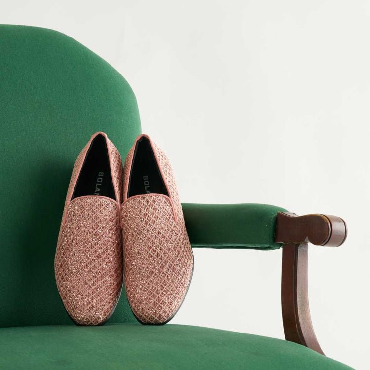 Bolano Sarlo Pink Glitter Tuxedo Slippers Women’s