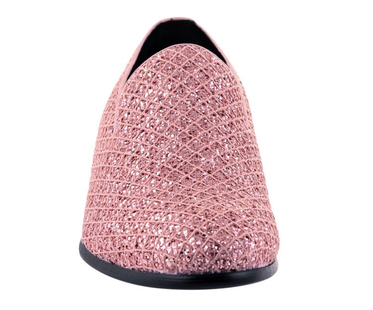 Bolano Sarlo Pink Glitter Tuxedo Slippers Women’s