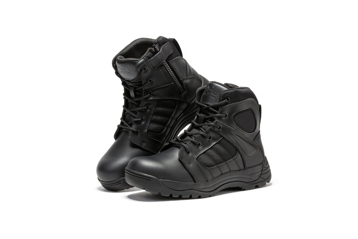 Botas Pro Black Men's 6 inch Side Zipper Rubber Sole Tactical Boots BMP111BK – side view