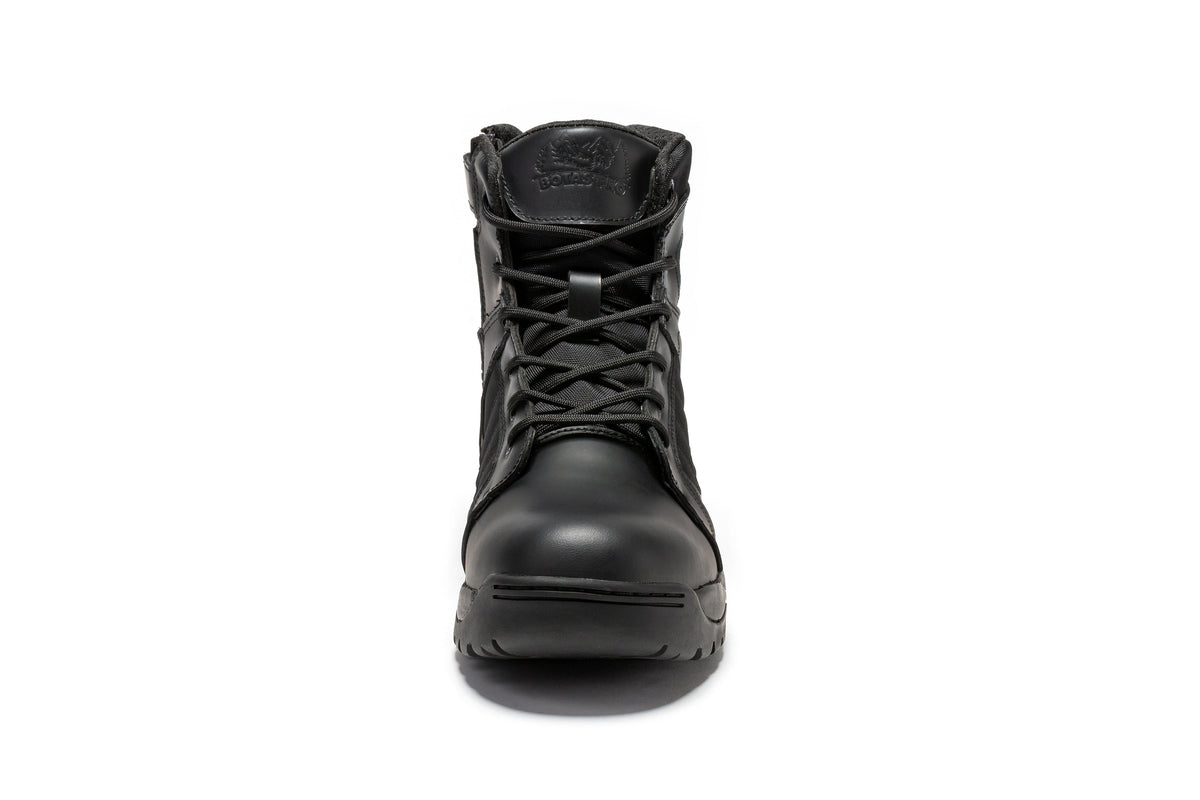 Botas Pro Black Men's 6 inch Side Zipper Rubber Sole Tactical Boots BMP111BK – side view