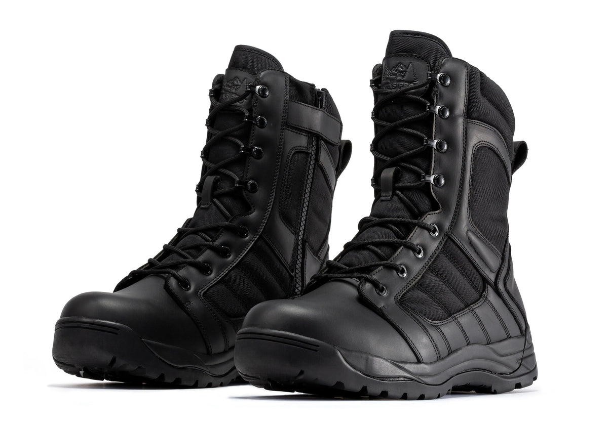 Botas Pro Black Men's 8 inch Side Zipper Rubber Sole Tactical Boots BMP110BK – side view