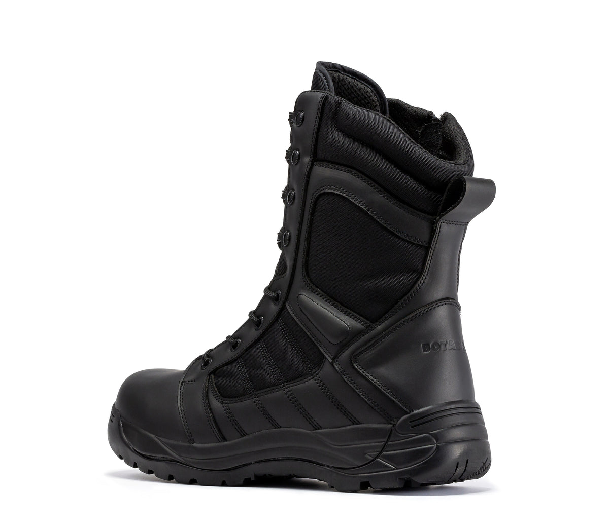 Botas Pro Black Men's 8 inch Side Zipper Rubber Sole Tactical Boots BMP110BK – side view