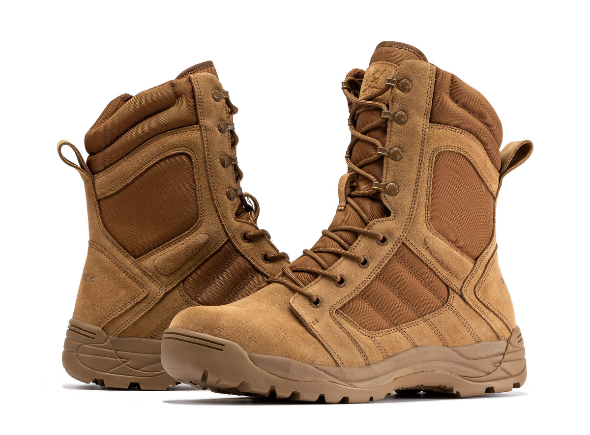Botas Pro Coyote Men's 8 inch Side Zipper Rubber Sole Tactical Boots BMP110CT