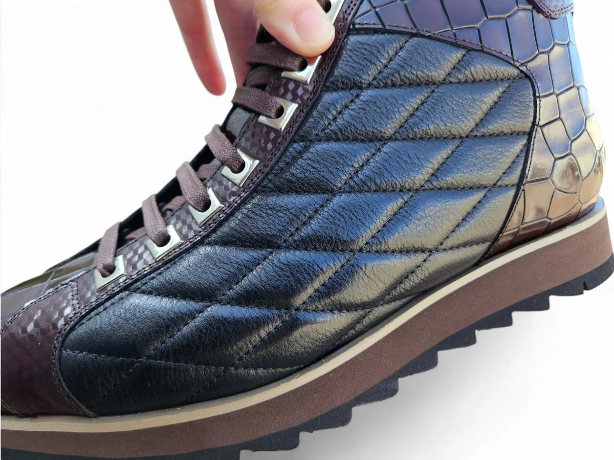 Carrucci Shoes Brand Embossed Alligator Calfskin Hi Top KB62613E
