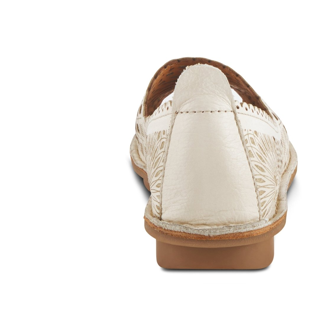 Spring Step Brandal Light Grey peep-toe flat, rear view on white