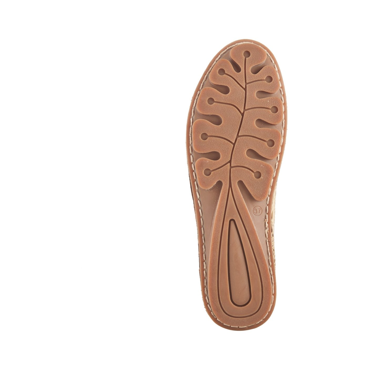 Spring Step Brandal Yellow peep-toe flat, outsole view on white