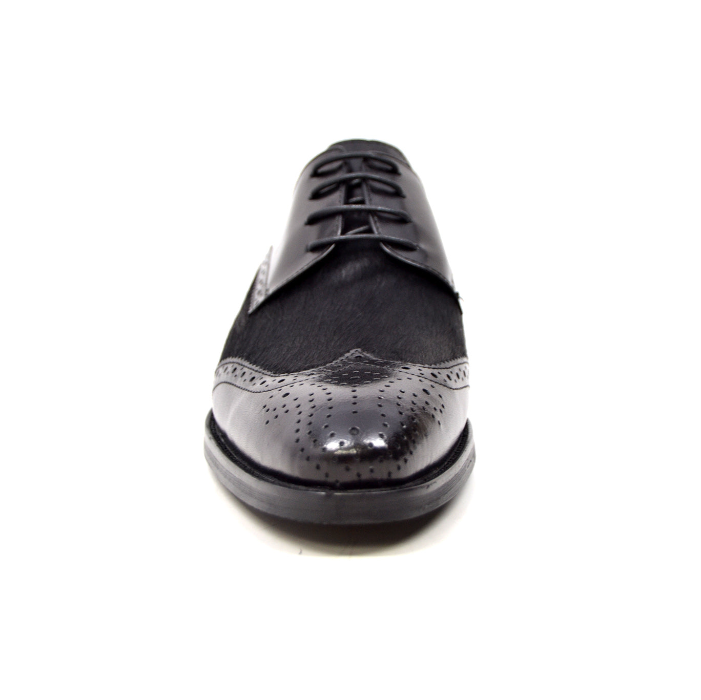 British Walkers President Men's Black Leather and Pony Skin Oxford Dress Shoes view 4