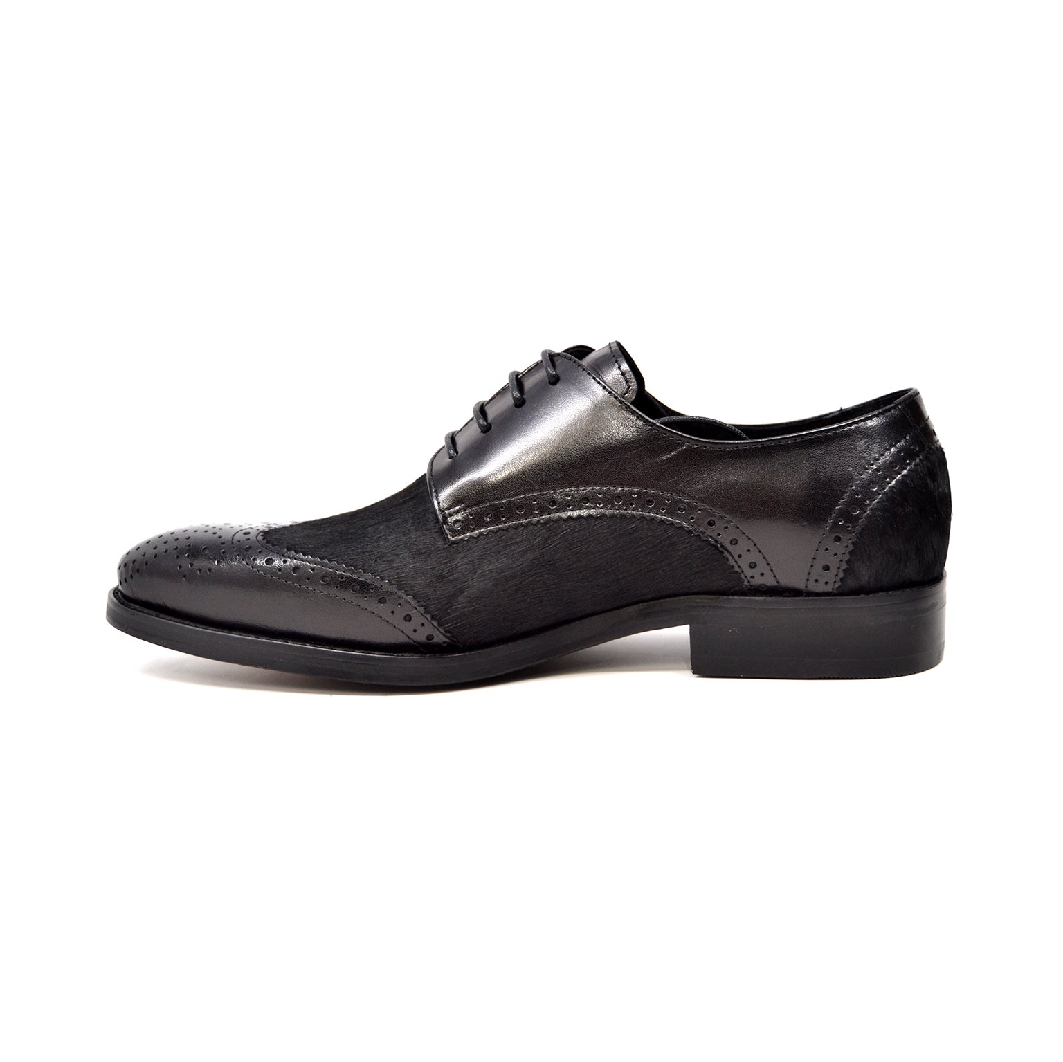British Walkers President Men's Black Leather and Pony Skin Oxford Dress Shoes view 7
