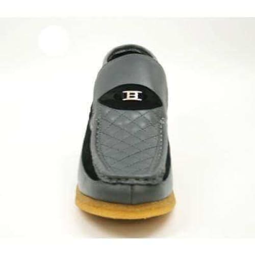 British Walkers Checkers Men's Black Leather and Gray Suede Slip Ons