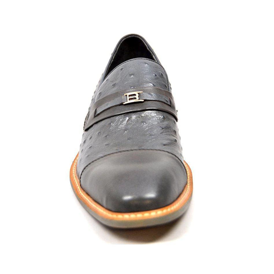 British Walkers Dolche Mens Ostrich Leather Slip On Shoes Exotic Luxury Style