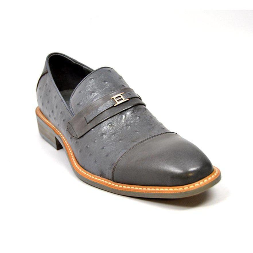 British Walkers Dolche Mens Ostrich Leather Slip On Shoes Exotic Luxury Style