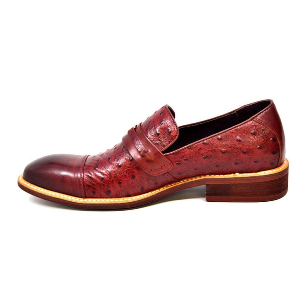 British Walkers Dolche Mens Ostrich Leather Slip On Shoes Exotic Luxury Style