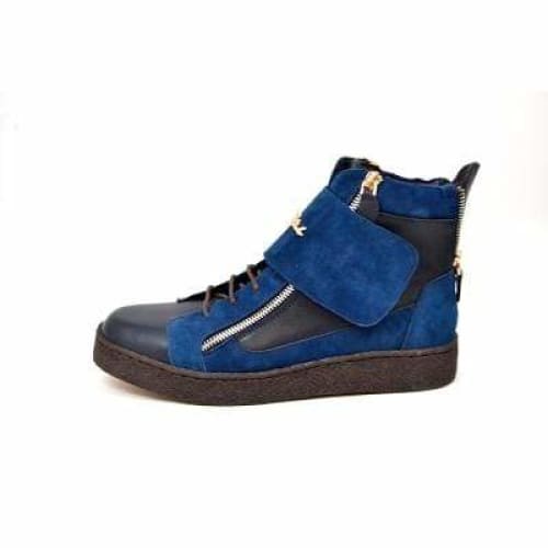 British Walkers Empire Men’s Navy Blue Leather Crepe Sole High Top Boots