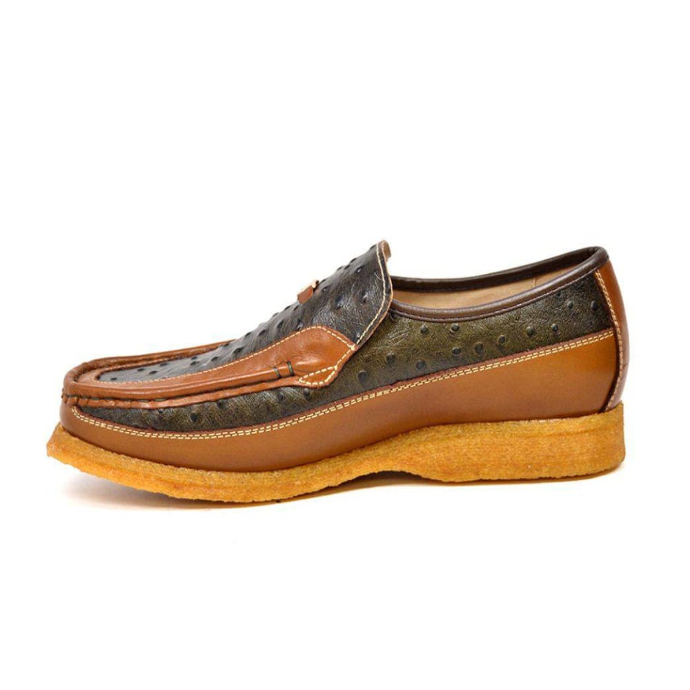 British Walkers Harlem Mens Ostrich Leather Slip On Shoes Exotic Luxe Style with Handcrafted Everyday Comfort