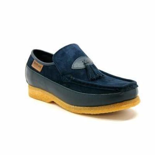 British Walkers King Men's Old School Navy Suede Slip On Shoes