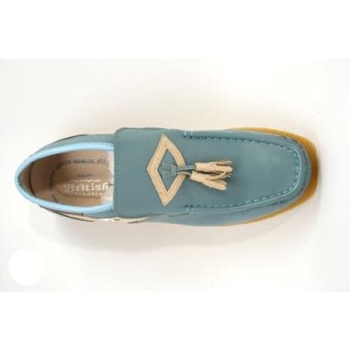 British Walkers Palace Men's Blue and Beige Leather Slip On Ankle Boots