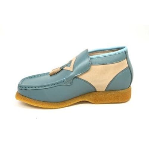 British Walkers Palace Men's Blue and Beige Leather Slip On Ankle Boots