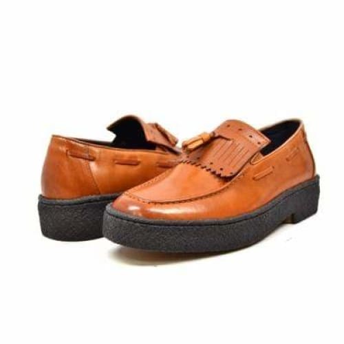 British Walkers Playboy Cruise Men's Cognac Leather Slip On with Tassle