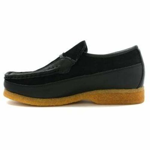British Walkers Power Men's Black Leather and Suede Old School Slip On