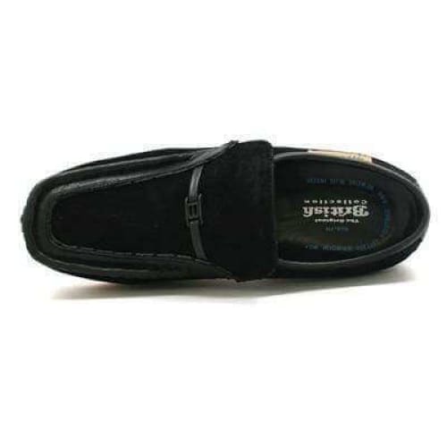 British Walkers Power Men's Black Leather and Suede Old School Slip On