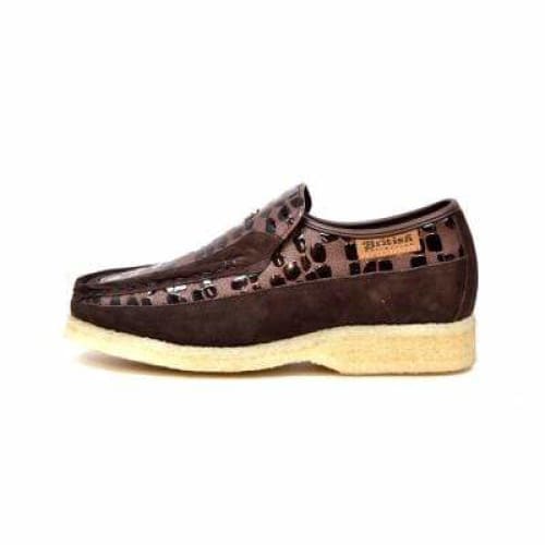 British Walkers Stone Men’s Brown Pattern Leather Crepe Sole SlipOn Shoes – Handcrafted Textured Leather with Classic Urban Comfort