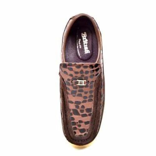 British Walkers Stone Men’s Brown Pattern Leather Crepe Sole SlipOn Shoes – Handcrafted Textured Leather with Classic Urban Comfort