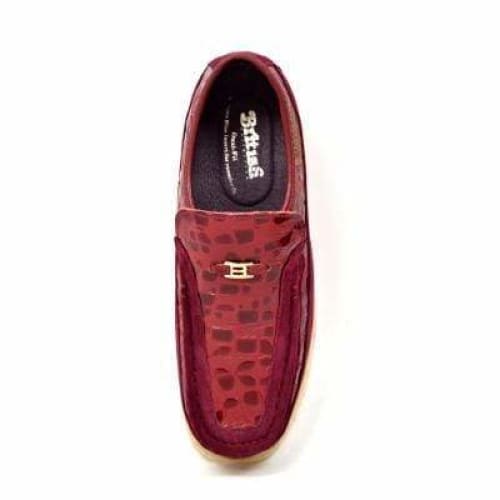 British Walkers Stone Men’s Wine Red Pattern Suede SlipOn Shoes – Handcrafted Textured Classic with Bold Vintage Flair