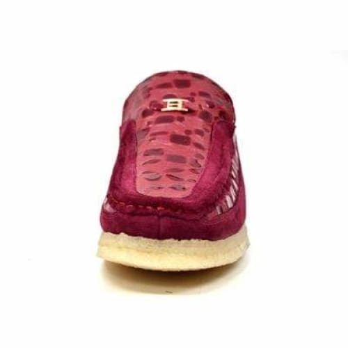 British Walkers Stone Men’s Wine Red Pattern Suede SlipOn Shoes – Handcrafted Textured Classic with Bold Vintage Flair