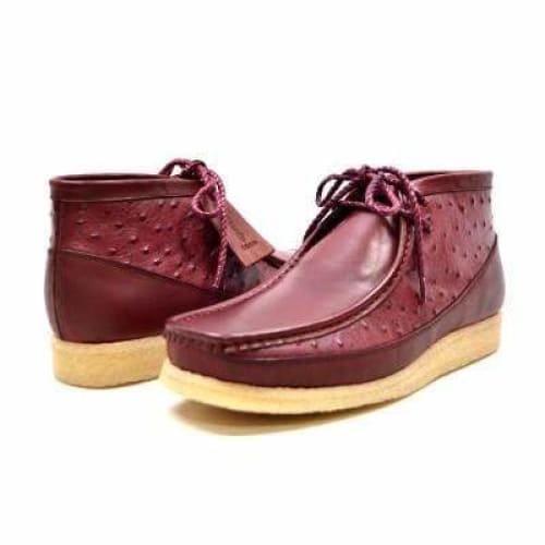 British Walkers Walker 100 – Burgundy Ostrich Leather Men’s Chukka Boot Exotic Prestige Craft with Timeless Luxe Power