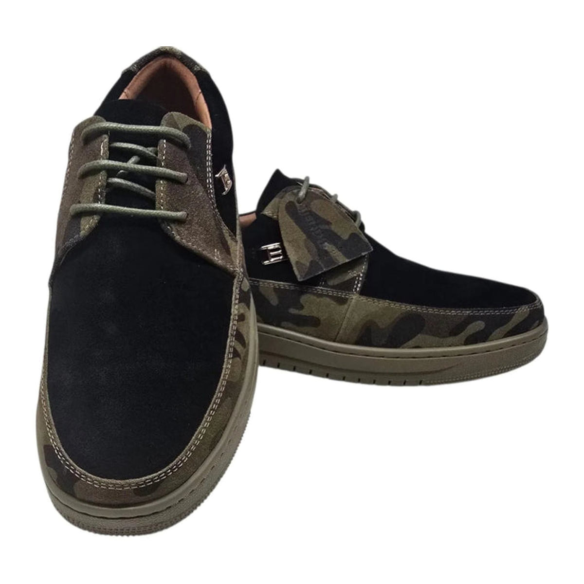 British Walkers Westminster 2 men's black camo sneakers, angled pair view