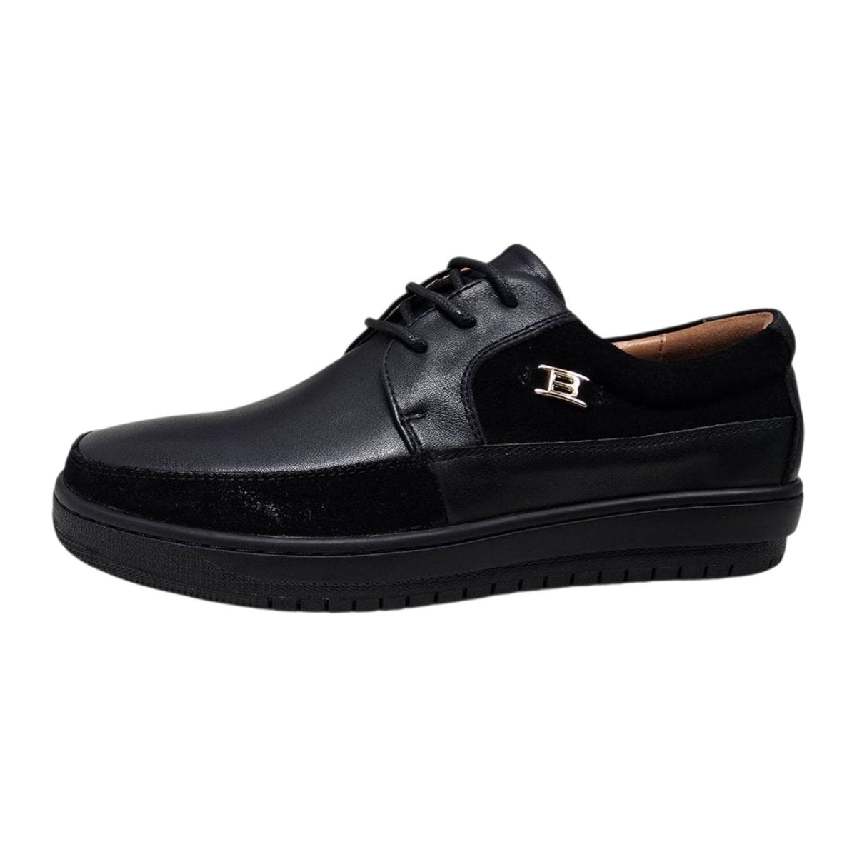 British Walkers Westminster 2 men's black leather and suede sneakers, outer side view