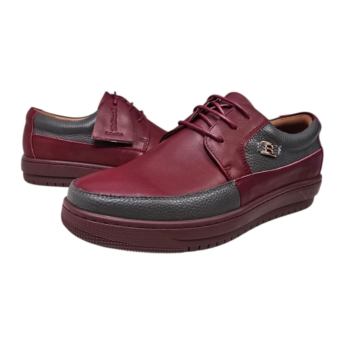 British Walkers Westminster 2 men's burgundy and gray sneakers, three-quarter pair view