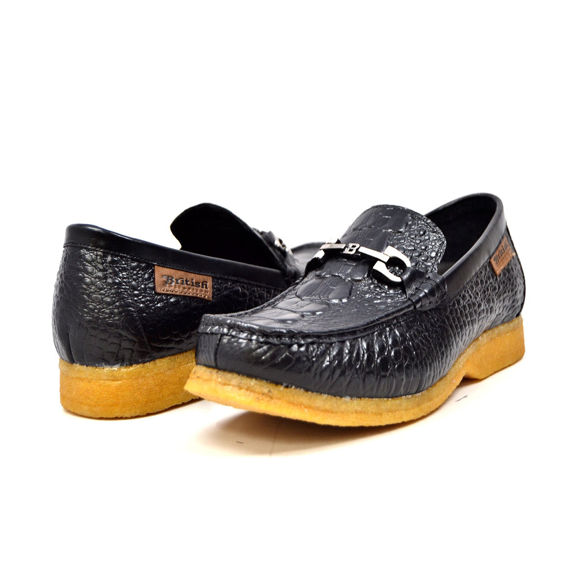 British Walkers Chain Low Cut Stylish And Comfortable Croc Leather Slip-On With Crepe Sole — product view 1