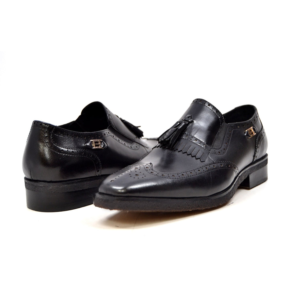 British Walkers Rick Men's Versatile Black Leather Slip On Dress Shoes view 1